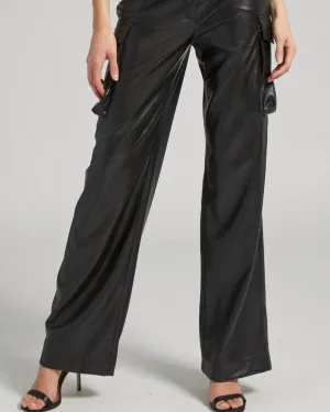 Nate Vegan Leather Cargo Pants In Black | Black