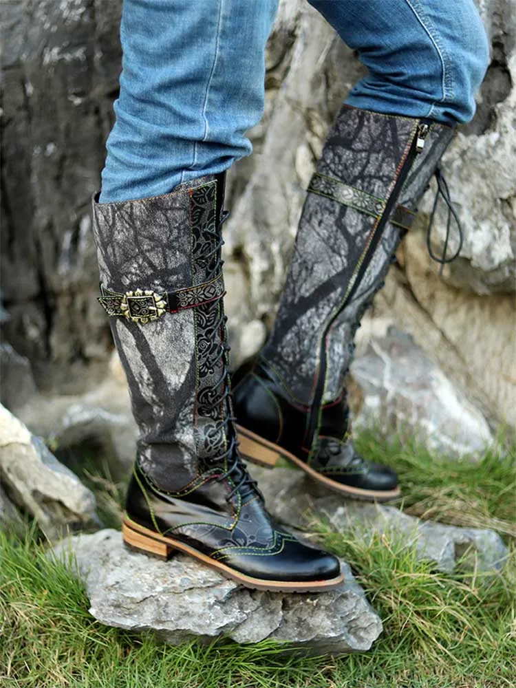 New Casual Retro Leather Knee High Boots