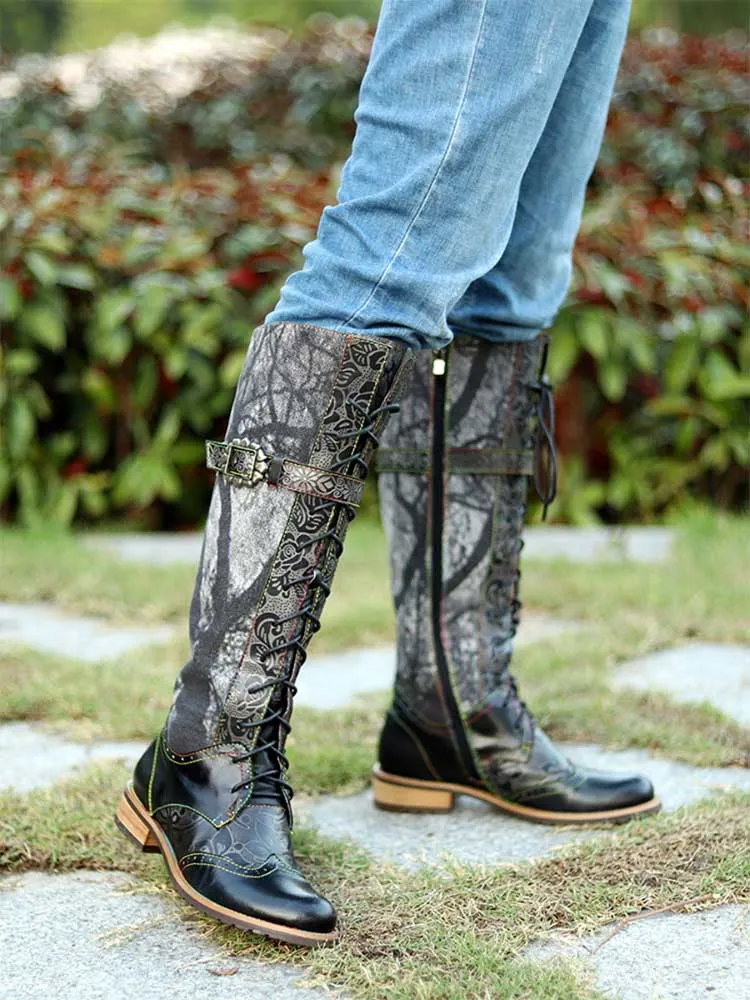 New Casual Retro Leather Knee High Boots