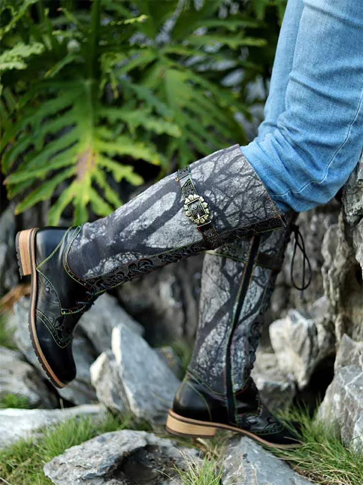 New Casual Retro Leather Knee High Boots