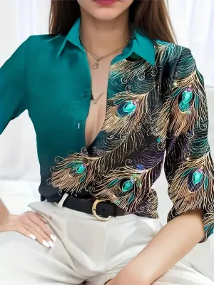 Overhemd Met Grafische Print Casual Overhemd Met Lange Mouwen En Knoopsluiting