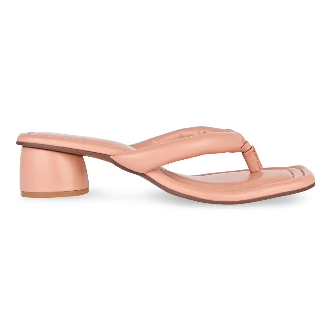 Peach Cushy Thong Heels