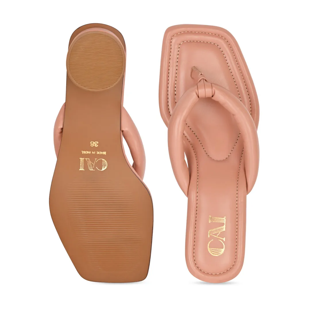 Peach Cushy Thong Heels