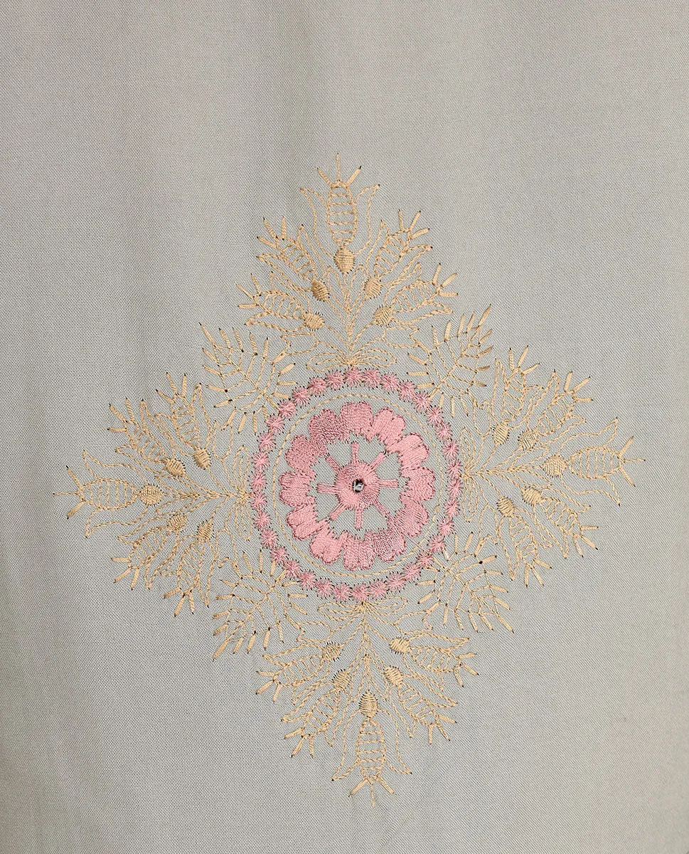Pebble Grey Back Embroidery Jilbab