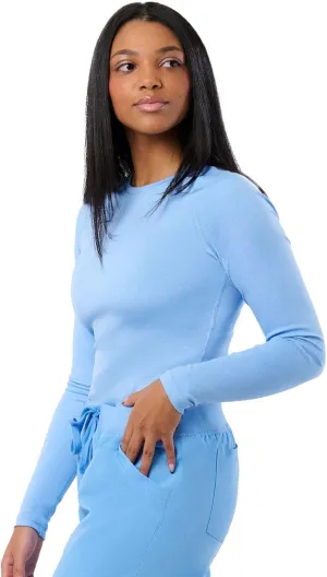 Peelz Kiki Long Sleeve Underscrub Top for Women - Soft, Stretchy, Seamless Fabric Scrubs for Layering & Comfort, Slim Fit