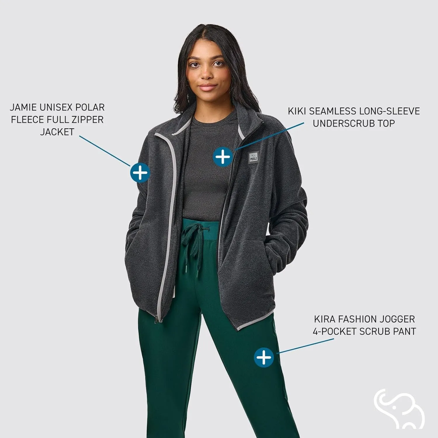 Peelz Kiki Long Sleeve Underscrub Top for Women - Soft, Stretchy, Seamless Fabric Scrubs for Layering & Comfort, Slim Fit