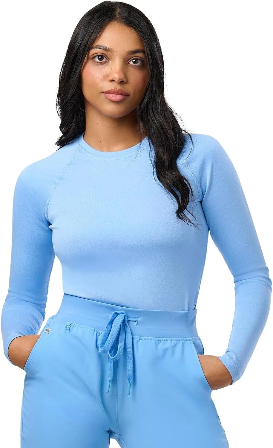 Peelz Kiki Long Sleeve Underscrub Top for Women - Soft, Stretchy, Seamless Fabric Scrubs for Layering & Comfort, Slim Fit