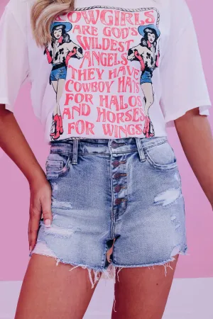 Priscilla Distressed Denim Shorts
