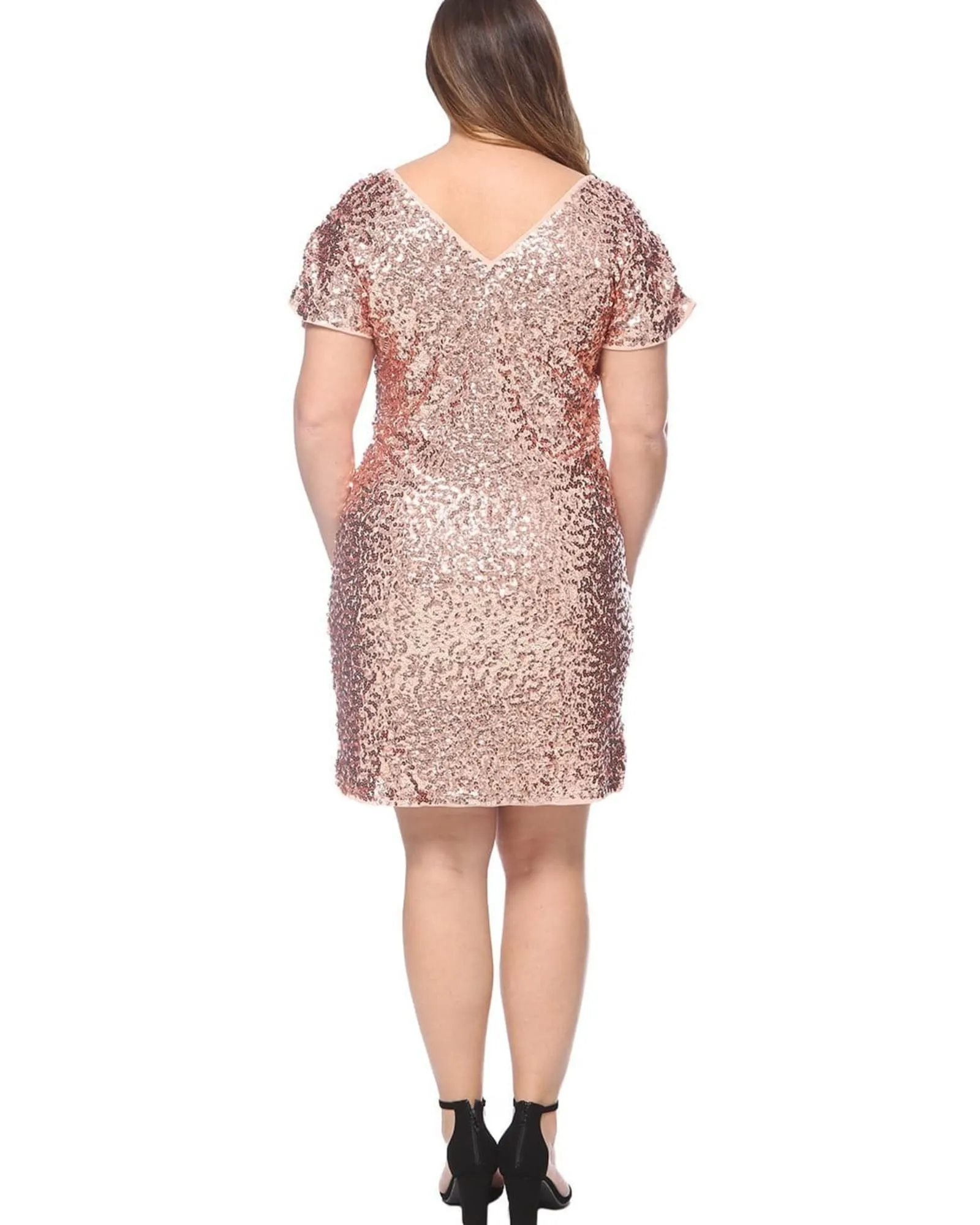 Sequin Ruched Sleeve Cocktail Dress | Rose Gold