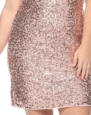Sequin Ruched Sleeve Cocktail Dress | Rose Gold