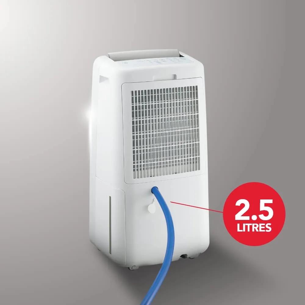 SHARP DW-P10M-W Electric Dehumidifier with Plasmacluster Technology  10L/Day Moisture Removal, Clothes Dryer Mode, 250 Sq. Ft. Coverage, Dual Drainage