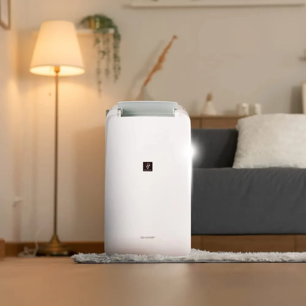 SHARP DW-P10M-W Electric Dehumidifier with Plasmacluster Technology  10L/Day Moisture Removal, Clothes Dryer Mode, 250 Sq. Ft. Coverage, Dual Drainage