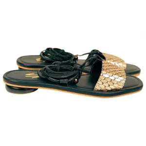 Silvia Cobos SANTOS Lace Up Flat Sandals in Black