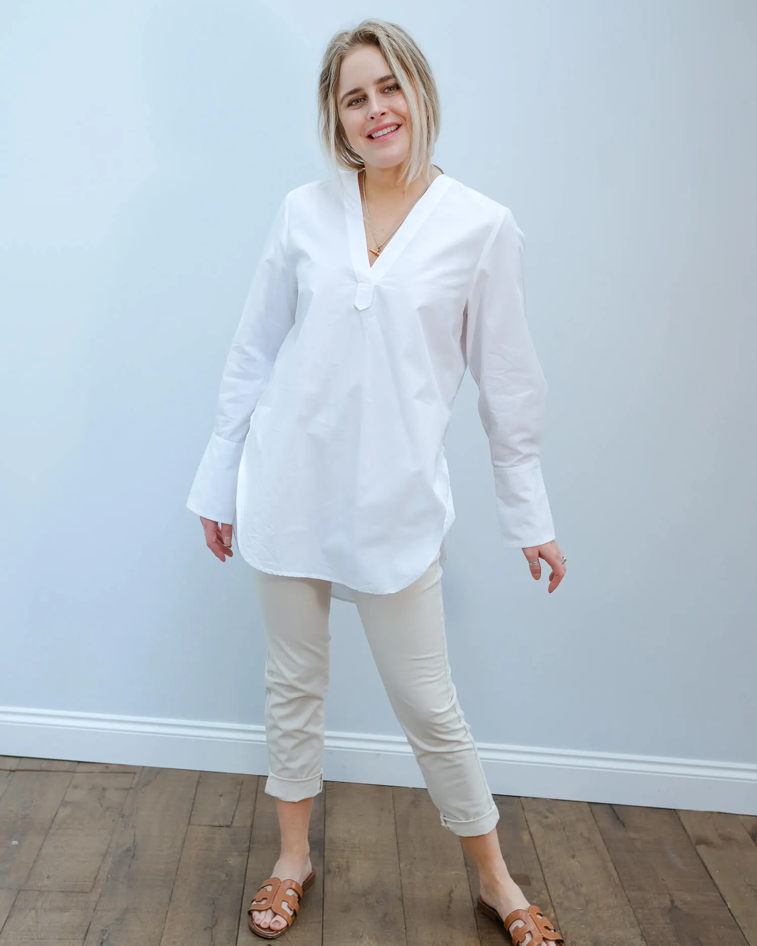 SLF Sandra long top in white