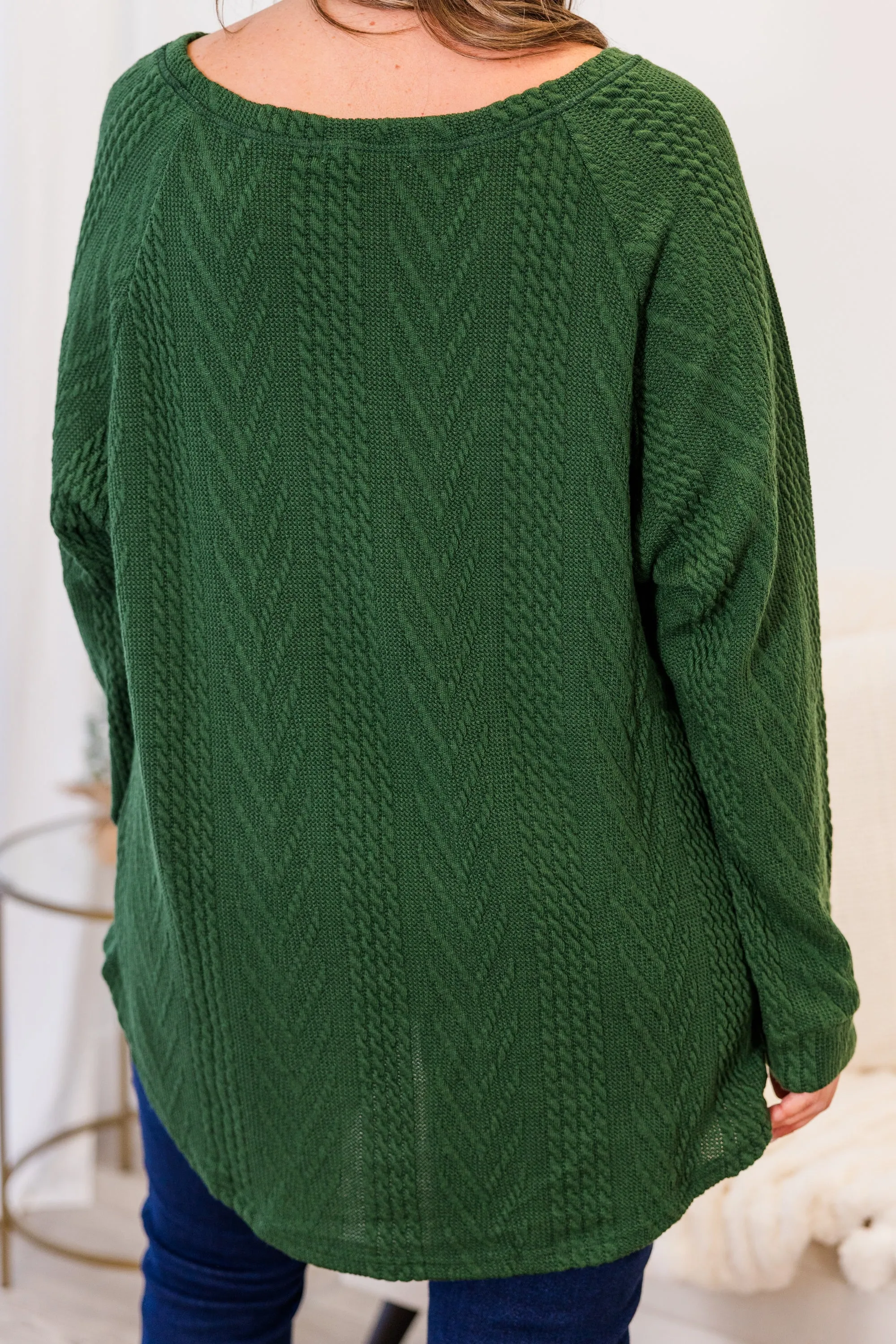 Slouchy Cableknit, Hunter Green