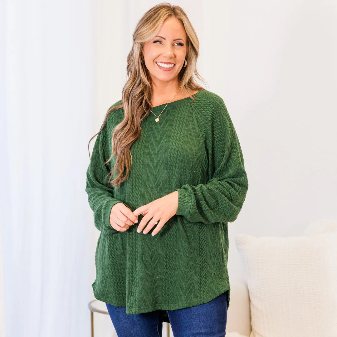 Slouchy Cableknit, Hunter Green