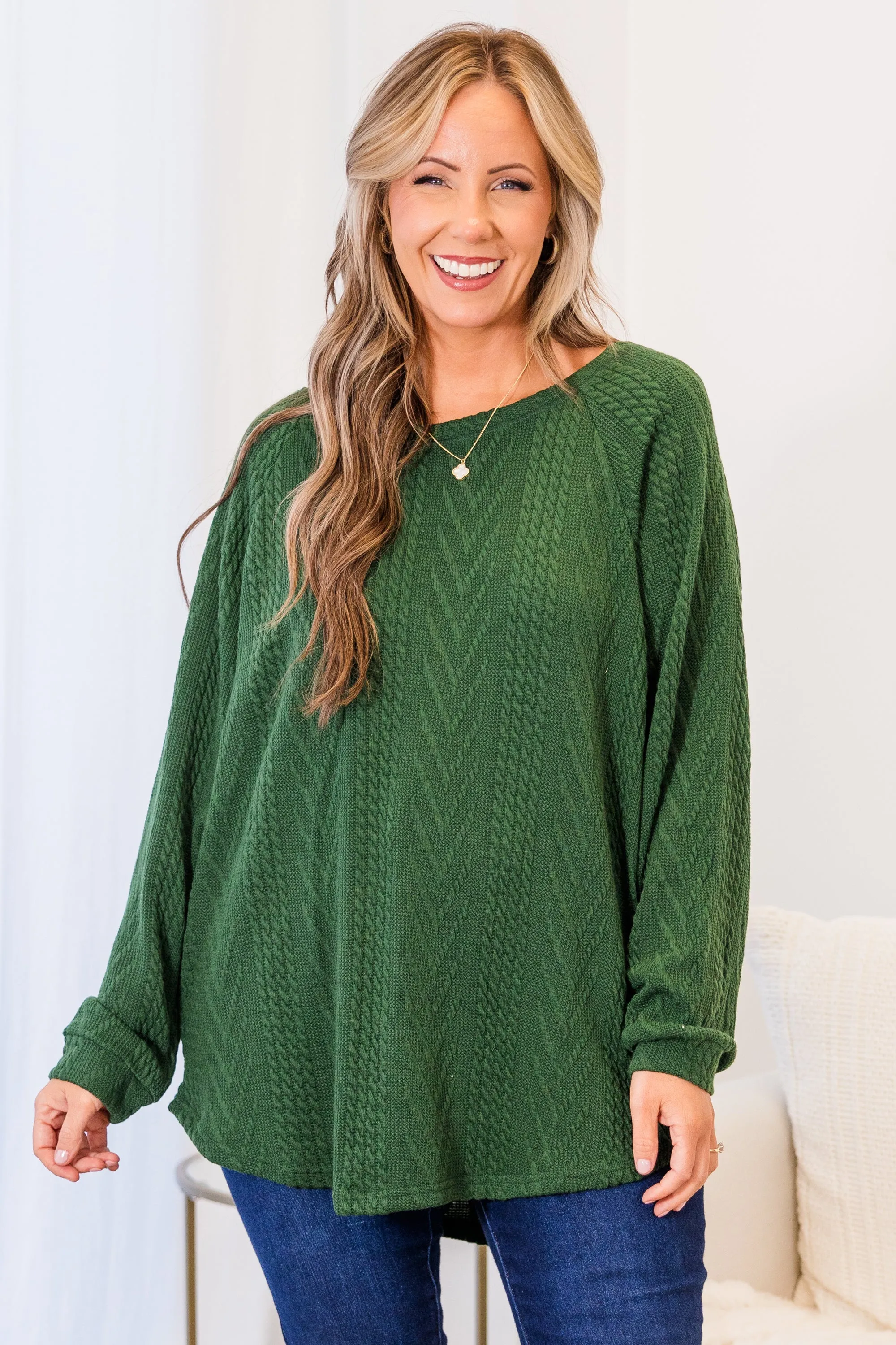 Slouchy Cableknit, Hunter Green