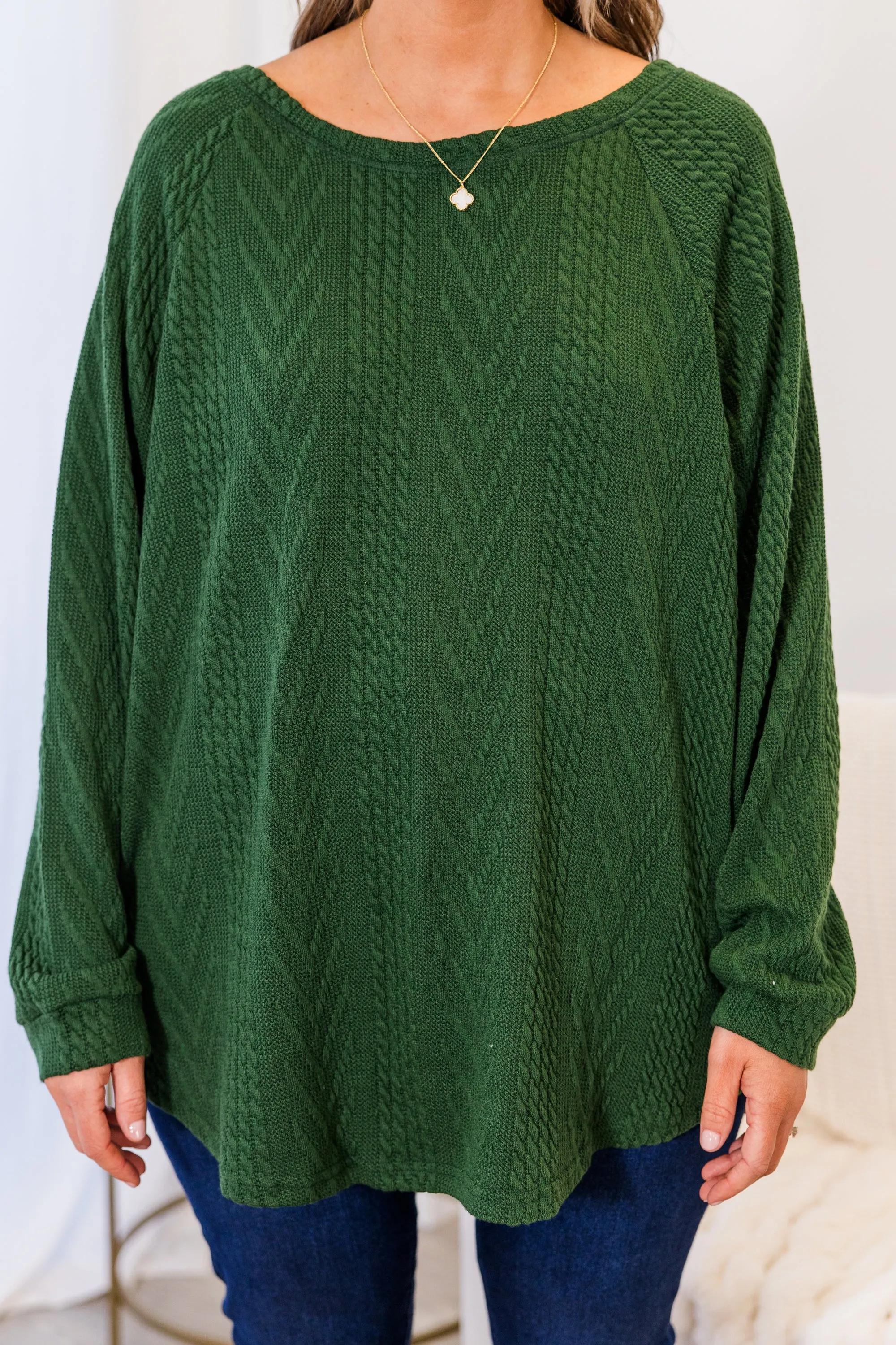 Slouchy Cableknit, Hunter Green